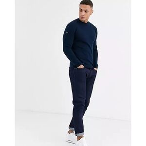 Superdry Edit Fine Merino Wool Crew Neck Sweater in Navy
